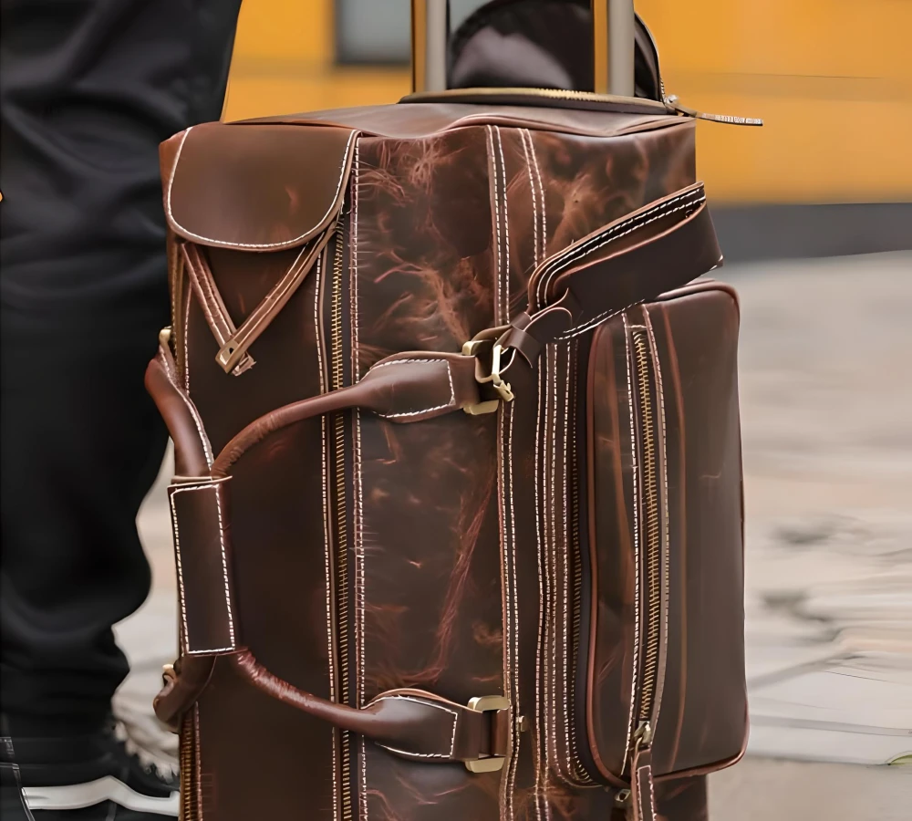 leather carry on luggage bag